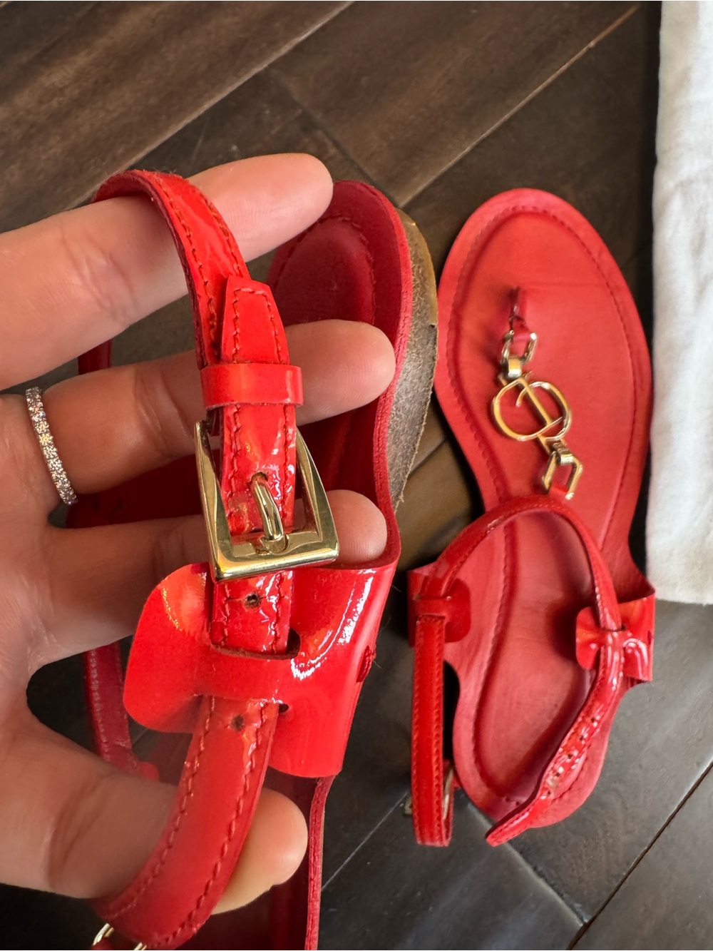 Dior Red Patent Leather Thong Sandals Size 36.5 - Picture 3 of 6